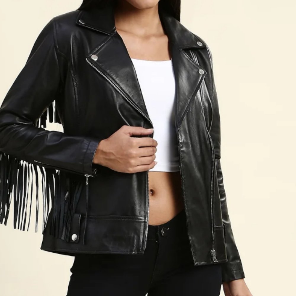 Fringe Biker Leather Jacket